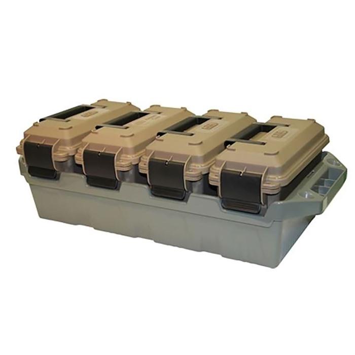 MTM Case-Gard AC4C 4-Can Ammo  Crate 30 Cal Rifle Dark Earth/Army