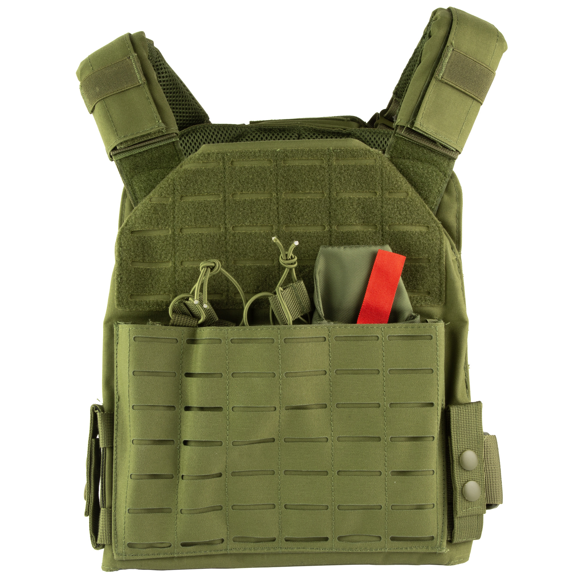 NcSTAR Laser Cut Plate Carrier, Green, Size Medium-2XL, Laser Cut MOLLE Slots, Kangaroo Pouch, Fits 10x12 Hard Plates CVLCPC3050G