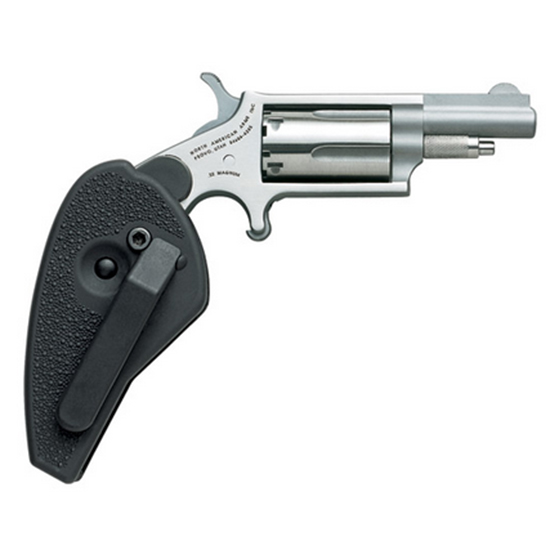 North American Arms 22MSHG Mini-Revolver  22 WMR 5 Shot 1.13 Barrel, Overall Stainless Steel Finish, Black Synthetic Holster Grip
