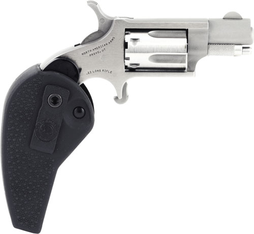 North American Arms 22LRHG Mini-Revolver  22 LR 5 Shot 1.13 Barrel, Overall Stainless Steel Finish, Black Synthetic Holster Grip