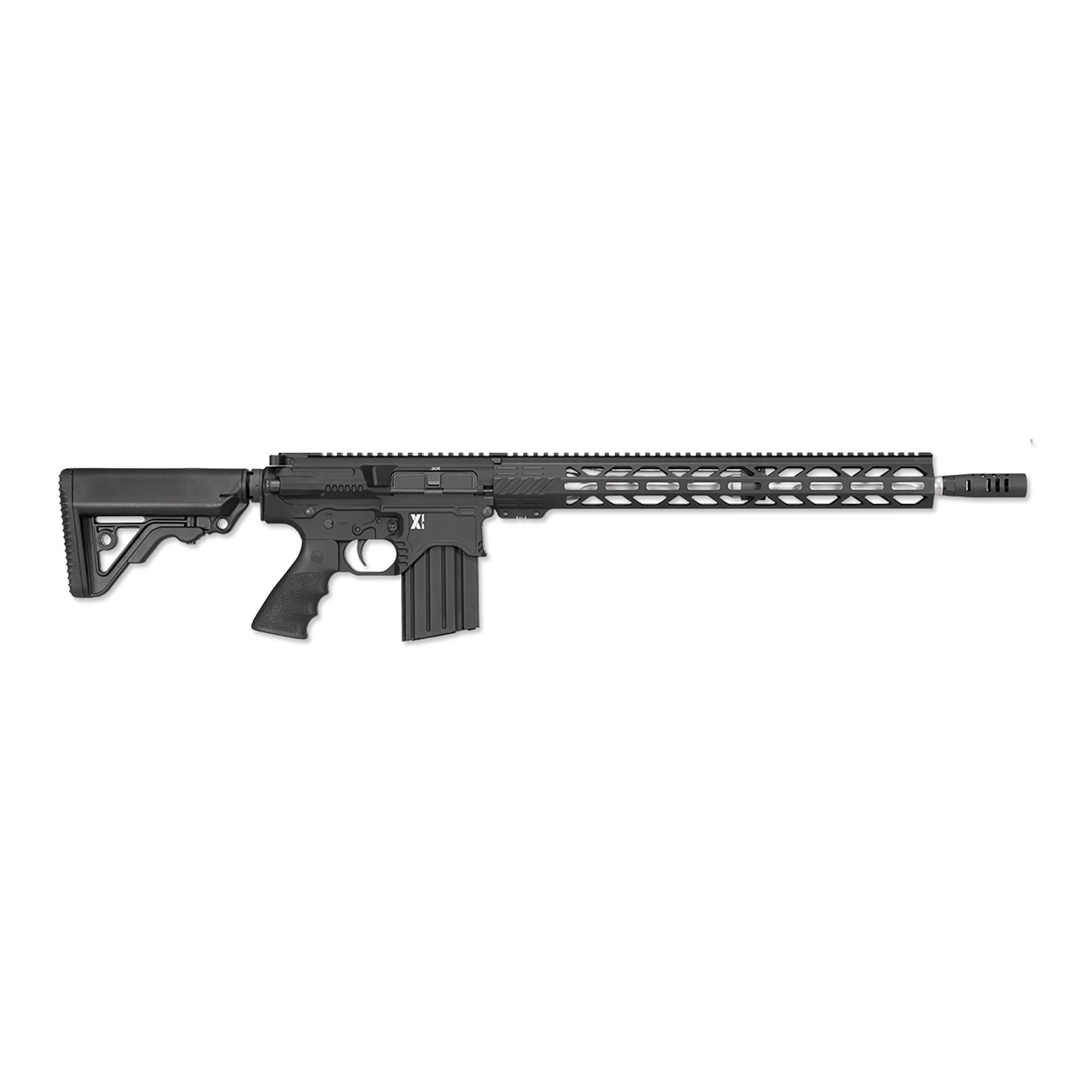 Rock River Arms LAR-BT3 X Series, Semi-automatic, AR, 308 Winchester/762NATO, 18 Fluted Stainless Steel Barrel, RRA Hunter Muzzle Brake, Anodized Finish, Black, Mid-Length Gas System, Hogue Rubber Grip, RRA 2-Stage Ultra Match Trigger, RRA Operator C