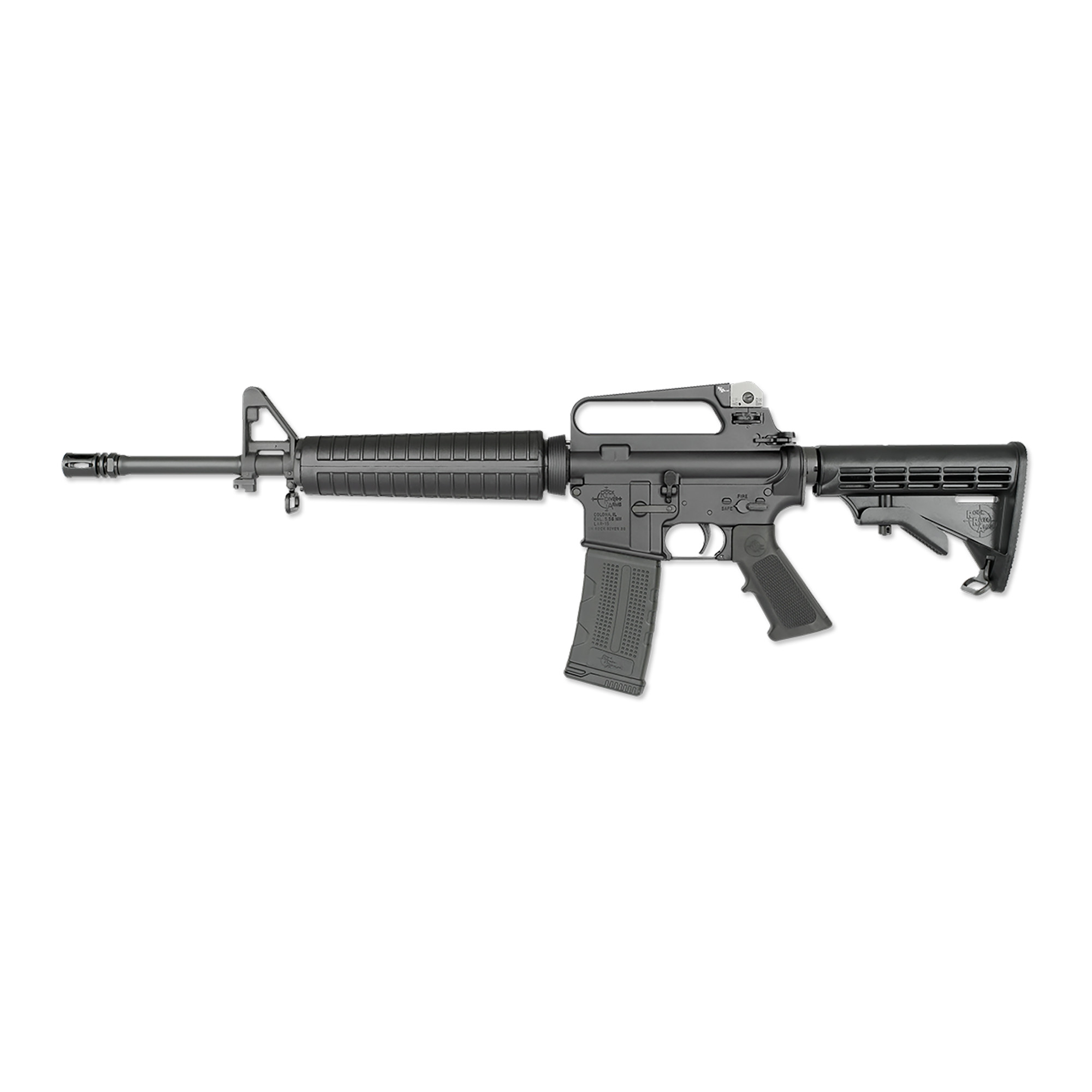 Rock River Arms LAR-15 A2 Carbine, Semi-automatic, AR, 223 Remington/556NATO, 16 Barrel, Anodized Finish, Black, Mid-Length Gas System, A2 Upper Receiver, A2 Front Sight, 2-Stage Trigger, 6 Position Collapsible Stock, 30 Rounds, 1 Magazine AR1296
