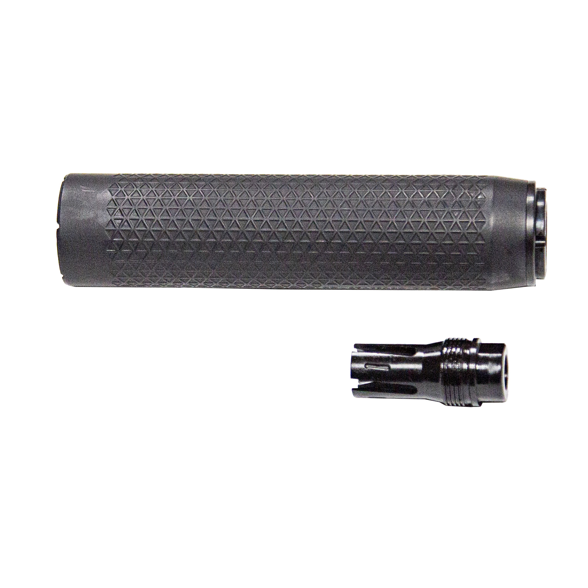 Radical Defense LS5, Suppressor, 5.56MM, 1.375-24 HUB Mount, 1.75 Diameter, 3D Printed Haynes 282 Alloy Construction, I/R Non Reflective Coating Finish, Black, Includes KFM Taper Lock Flash Hider LS5