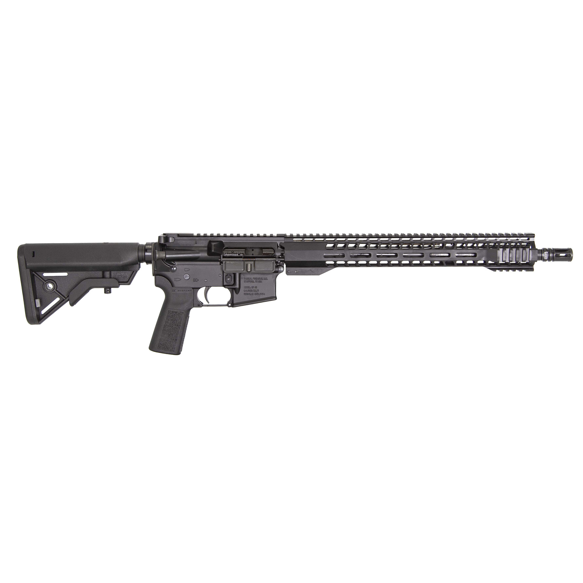 Radical Firearms RF-15, Semi-automatic, AR, 223 Remington/556NATO, 16 Threaded Socom Profile Barrel, Anodized Finish, Black, Mid Length Gas System, A2 Flash Hider, 15 M-LOK Free FLoat Handguard, B5 Systems Stock and Grip, 30 Rounds, 1 Magazine RF0169