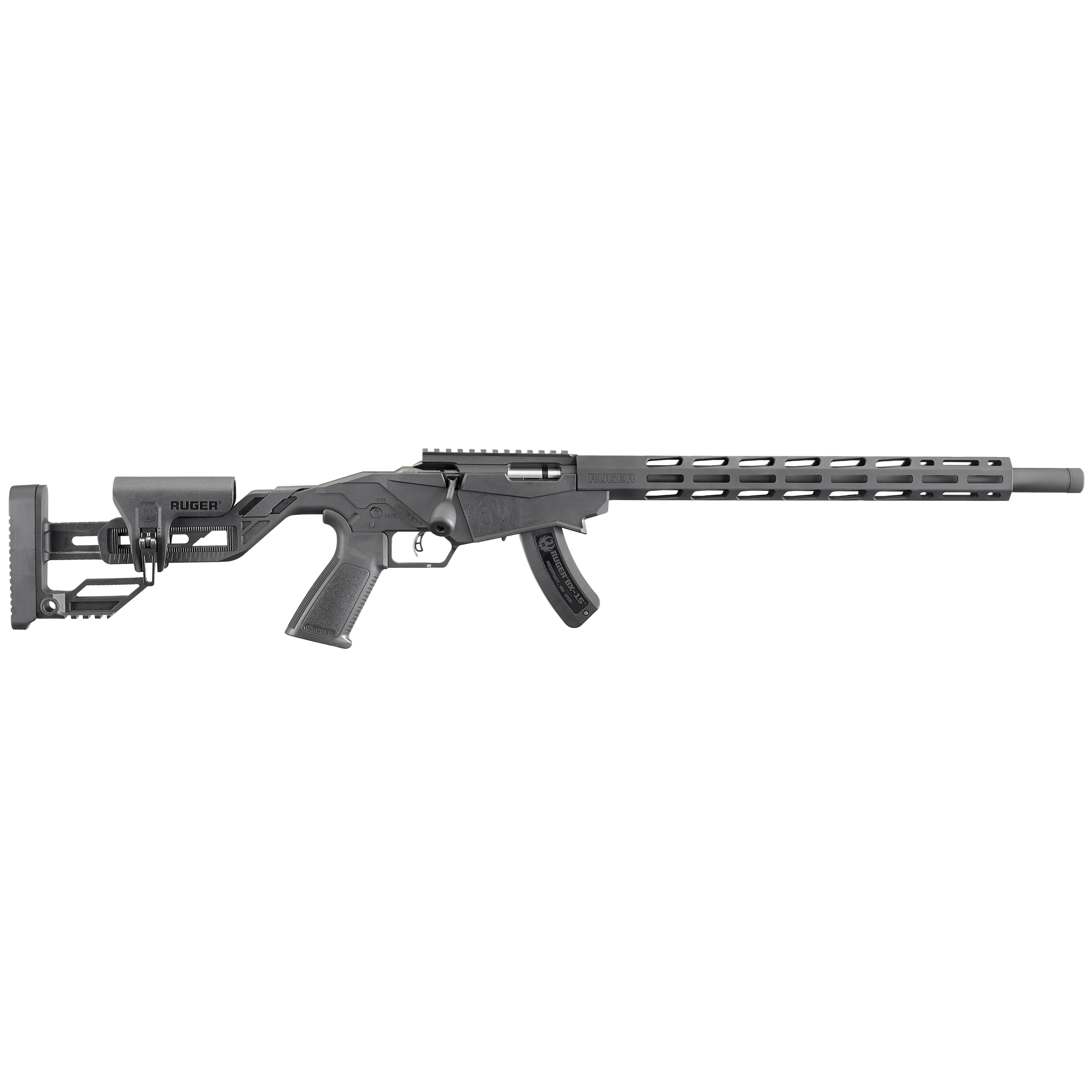 Ruger Precision Rimfire, Bolt Action Rifle, 22 LR, 18 Threaded Barrel, Black Finish, Molded One-piece Chassis, Adjustable Buttstock, 15Rd, 1 Magazine, Right Hand 08400