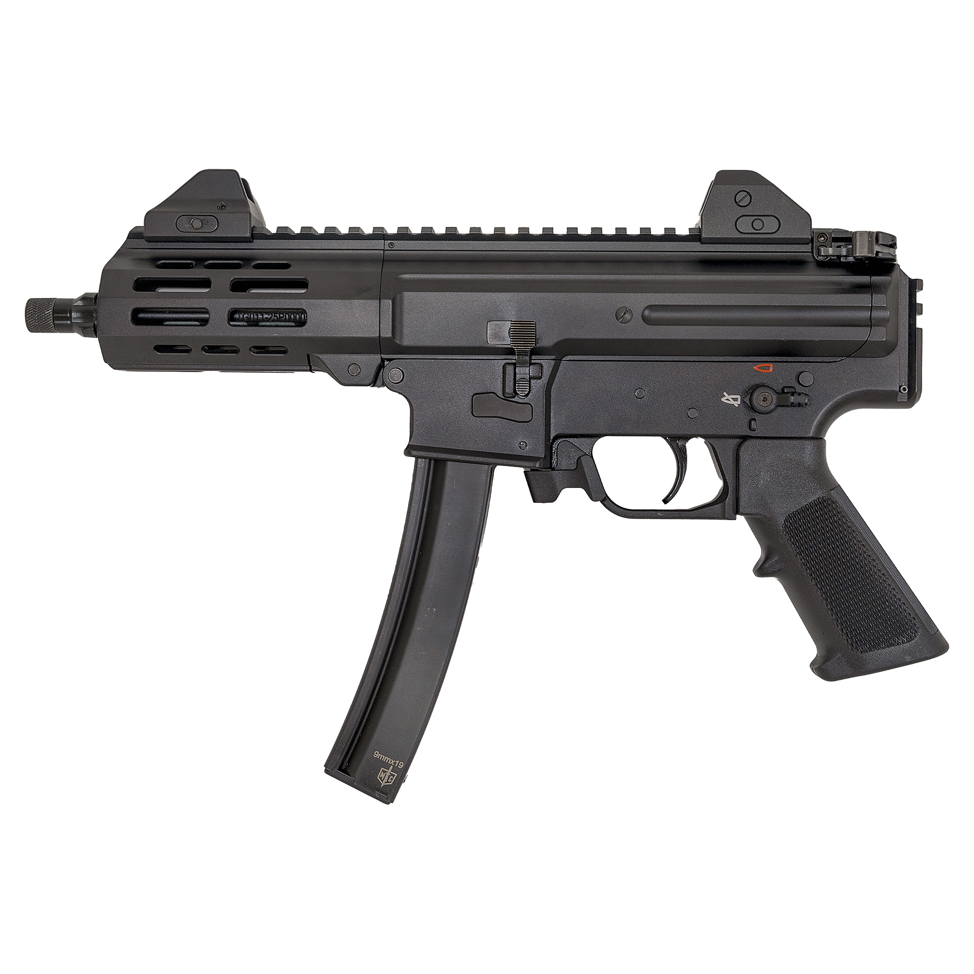 Military Arms Corporation MAC IX, Semi-automatic, Steel Frame Pistol, 9MM, 6.5 Barrel, Black, Fixed Sights, 30 Rounds, 2 Magazines, Fixed Sights 12755001