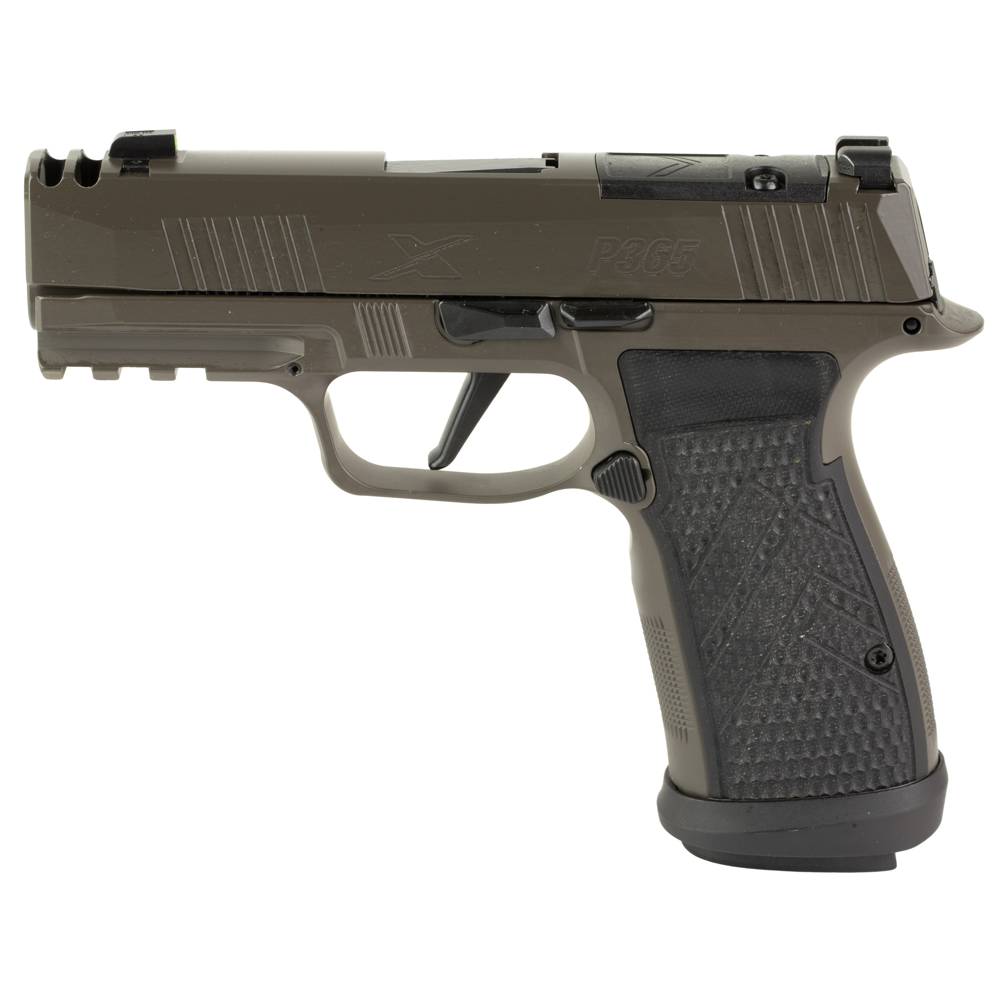 Sig Sauer P365 AXG Legion, Striker Fired, Semi-automatic, Metal Framed Pistol, Sub-Compact, 9MM, 3.1 Barrel, Cerakote Finish, Legion Gray, Hogue Custom G10 Grips, X-RAY3 Day/Night Sights, Optic Ready, Compensator, 10 Round, 3 Magazines 365AXGCA-9-LEG