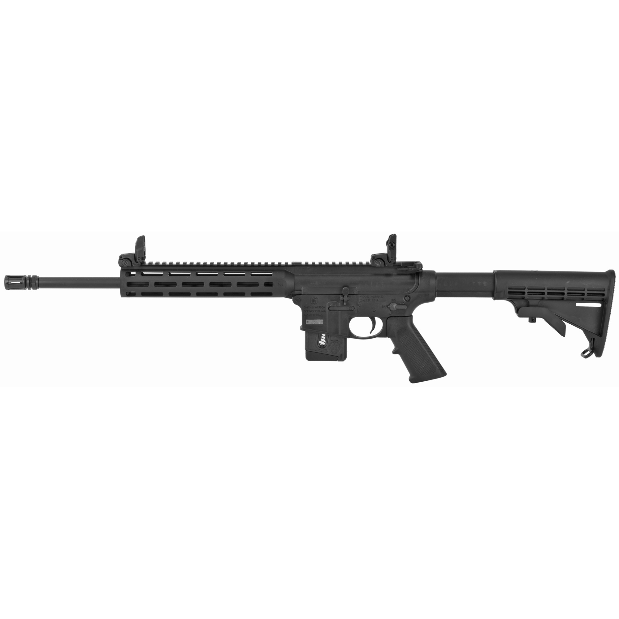 Smith & Wesson M&P15-22, Semi-Automatic, AR, 22LR, 16.5 Barrel, Black Finish, Fixed 6 Position Stock, 10 M&P Slim Handguard with Magpul M-LOK, 10Rd, Magpul Flip up Rear Sight, California Compliant 10206