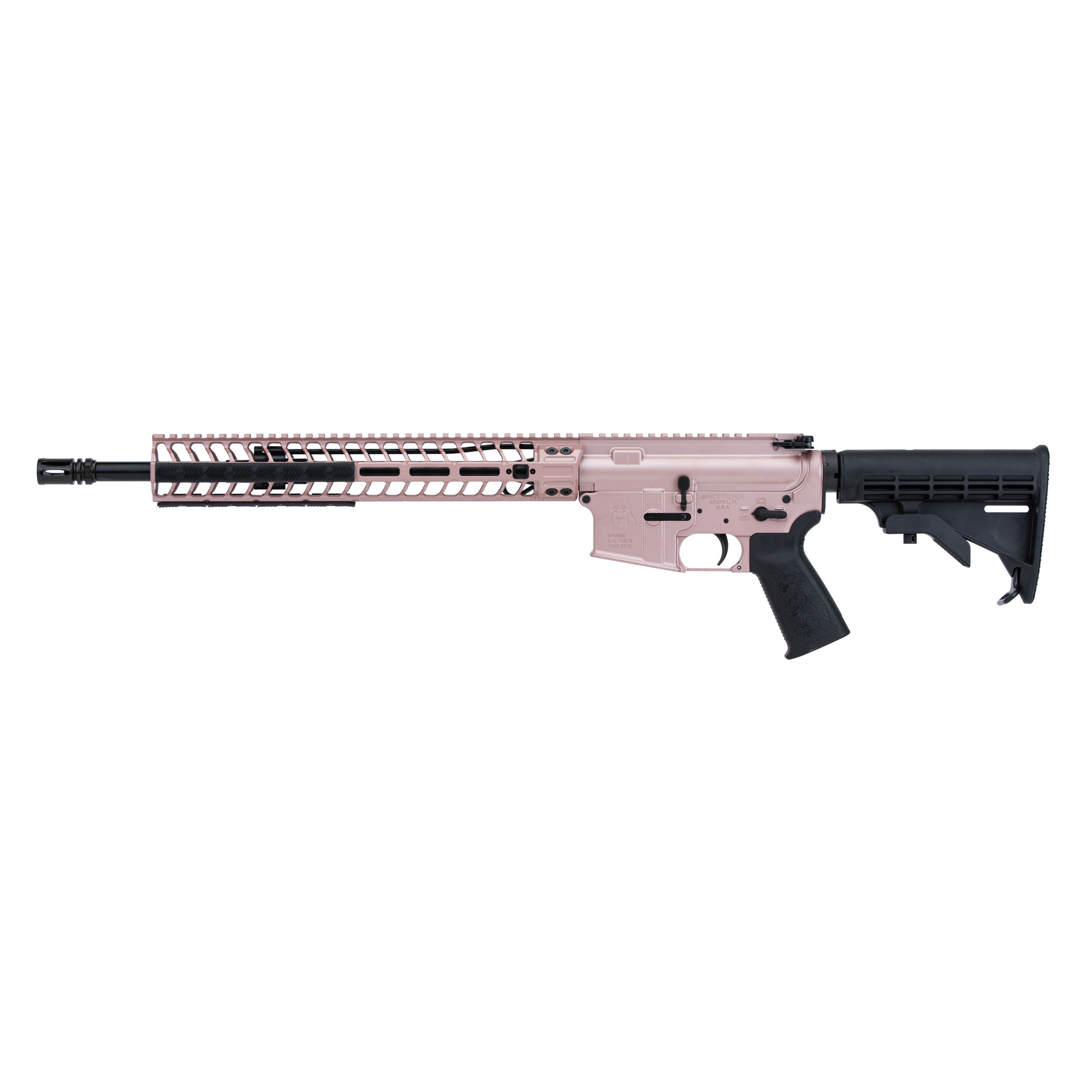 Spike's Tactical Spikes 556, Semi-automatic Rifle, 223 Remington/556 NATO, 16 Barrel, Cerakote Finish, Rose Gold, Mid Length Gas System, 13 Free Float M-LOK Rail, No Magazine STR5735-CM3F-PRG