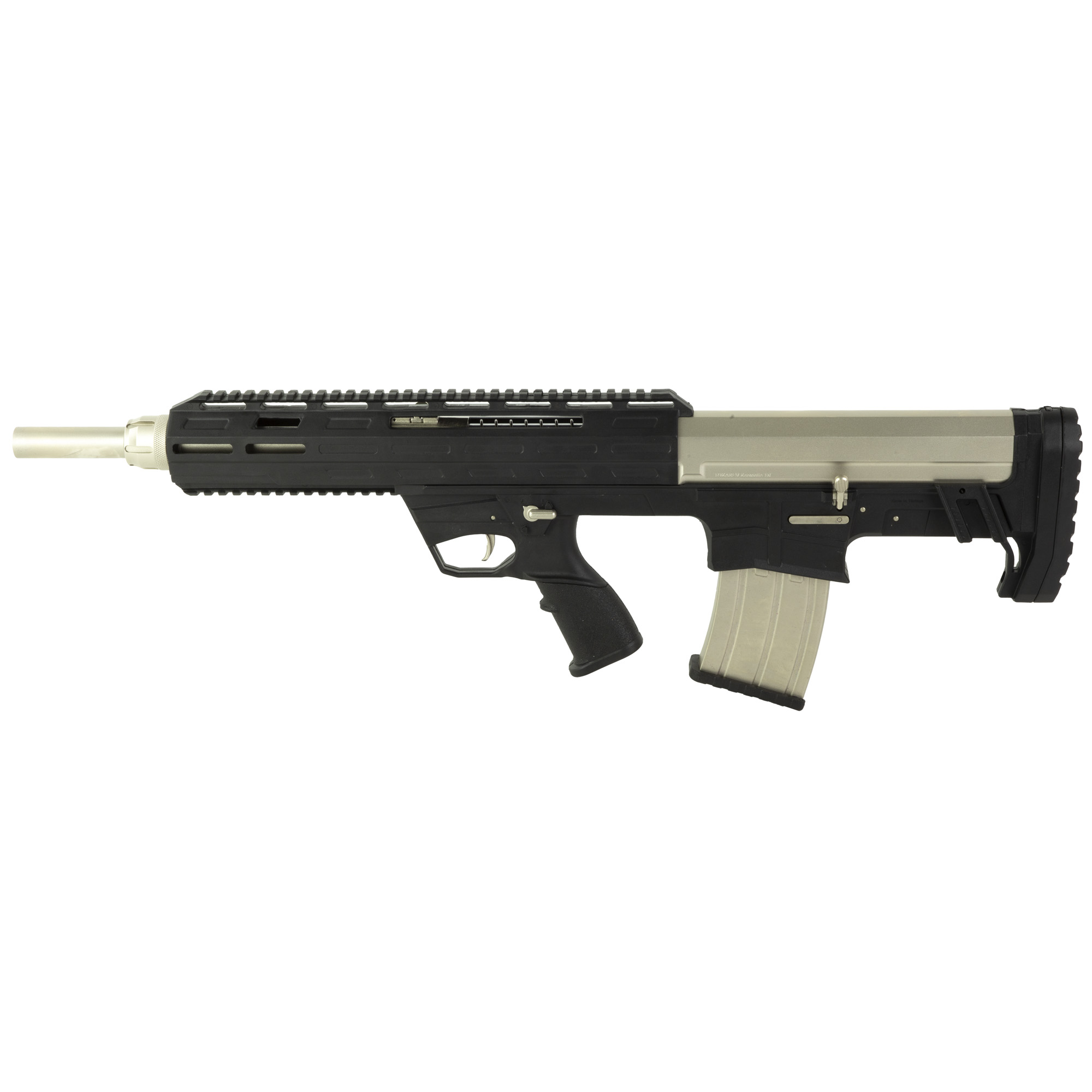 Tokarev Shotguns TBP 12M, Semi-automatic Shotgun, Bullpup, 12 Gauge, 3 Chamber, 18.5 Chrome Lined Barrel, Tsunami Finish, Black and Silver, Front/Rear Flip-up Sights, Includes 3 Benelli Mobil Chokes - Full, Modified & Cylinder, 5 Rounds, 1 Magazines
