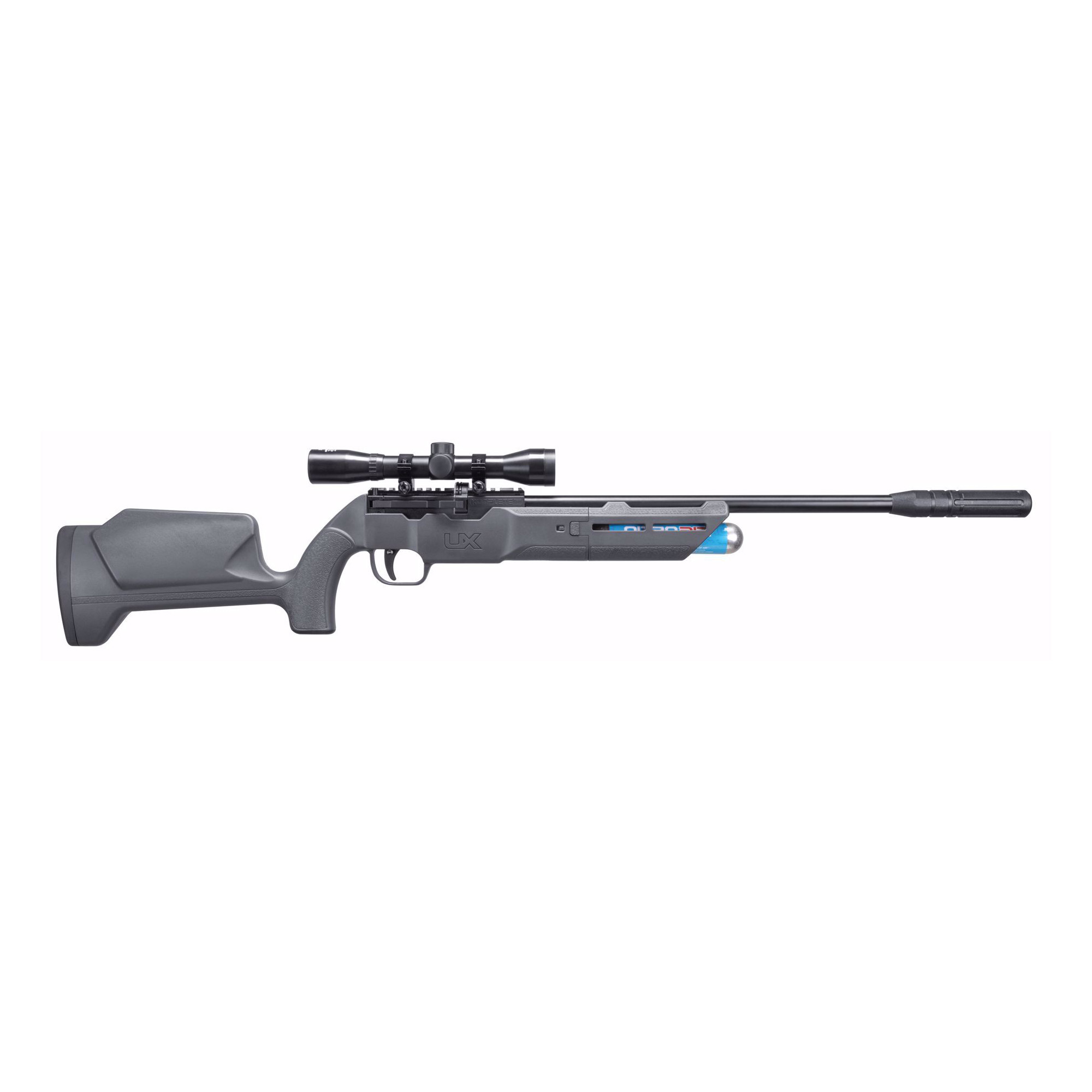 Umarex KOMPLETE NCR Air Rifle, .177 Pellet, 1025 Feet Per Second, Polypropylene Finish, Black, Rubber Pad Stock, 12 Rounds, Includes 4X32 Scope with Rings, 1-NitroAir Cartridge, 2-Rotary Magazines 2251556