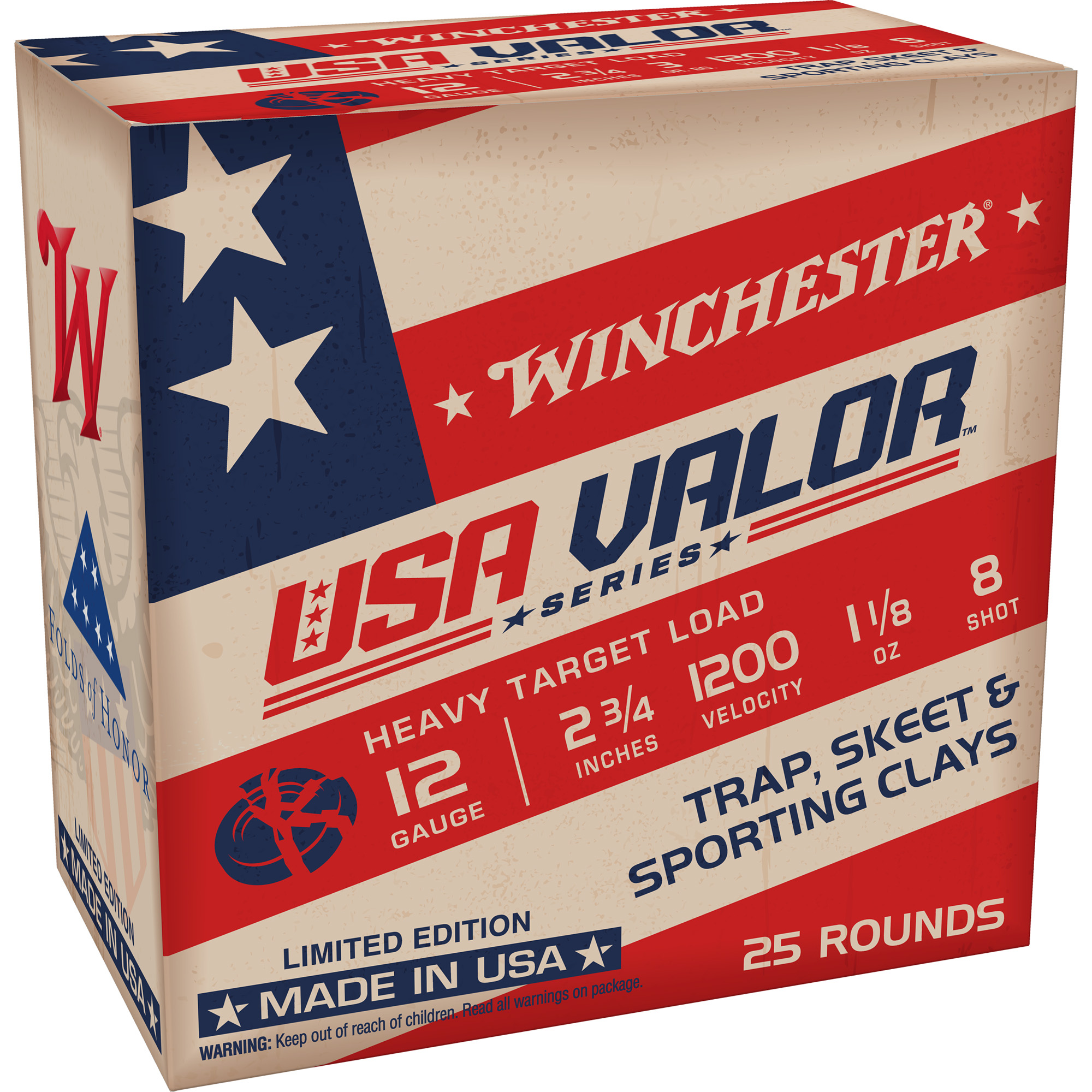 Winchester Ammunition USA VALOR, 12 Gauge, 2.75, #8 Shot, 25 Round Box USAV128