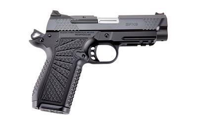 Wilson Combat SFX9, Semi-automatic, Metal Framed Pistol, Compact, 9MM, 4 Fluted Barrel, DLC Finish, Black, Front and Rear X-Tac Slide Serrations, Integrated Light Rail, Manual Safety, Fiber Optic Front Sight, 15 Rounds, 2 Magazines SFX9-CPR4