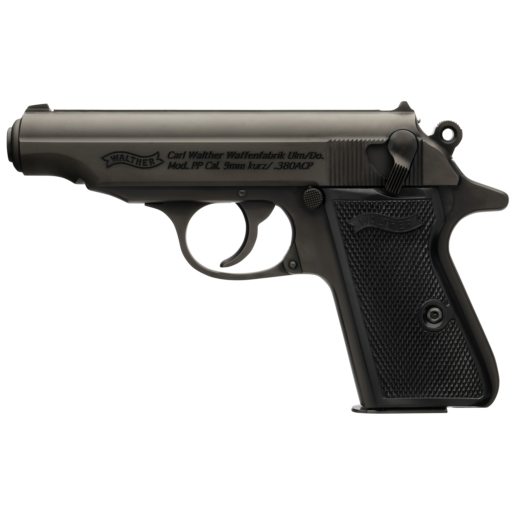Walther PP, Semi-automatic, DA/SA, Metal Frame Pistol, 380 ACP, 3.9 Barrel, Steel Construction, Matte Finish, Black, Fixed Sights, 7 Rounds 4796028