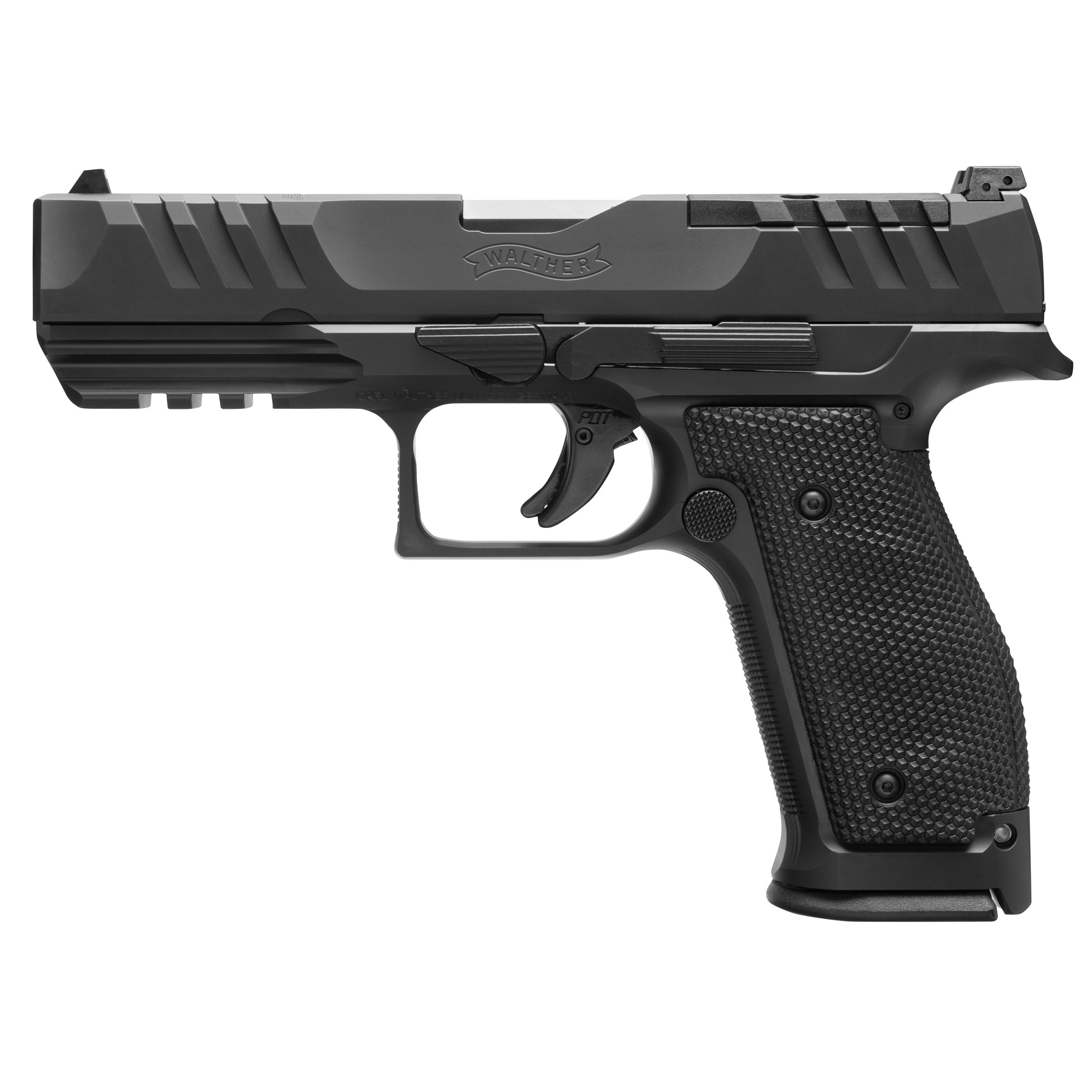 Walther PDP Steel Frame, Striker Fired, Semi-automatic, Metal Frame Pistol, Full Size, 9MM, 4.50 Barrel, Matte Finish, Black, Optics Ready, Adjustable Rear Sight, 18 Rounds, 3 Magazines 2872285