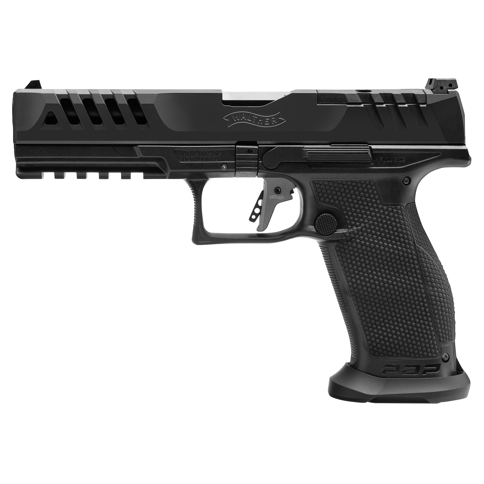 Walther PDP Match Polymer Frame, Striker Fired, Semi-automatic, Polymer Frame Pistol, Full Size, 9MM, 5, Tenifer Finish, Black, 3 Dot Sights, Optic Ready, 18 Rounds, 3 Magazines 2872595