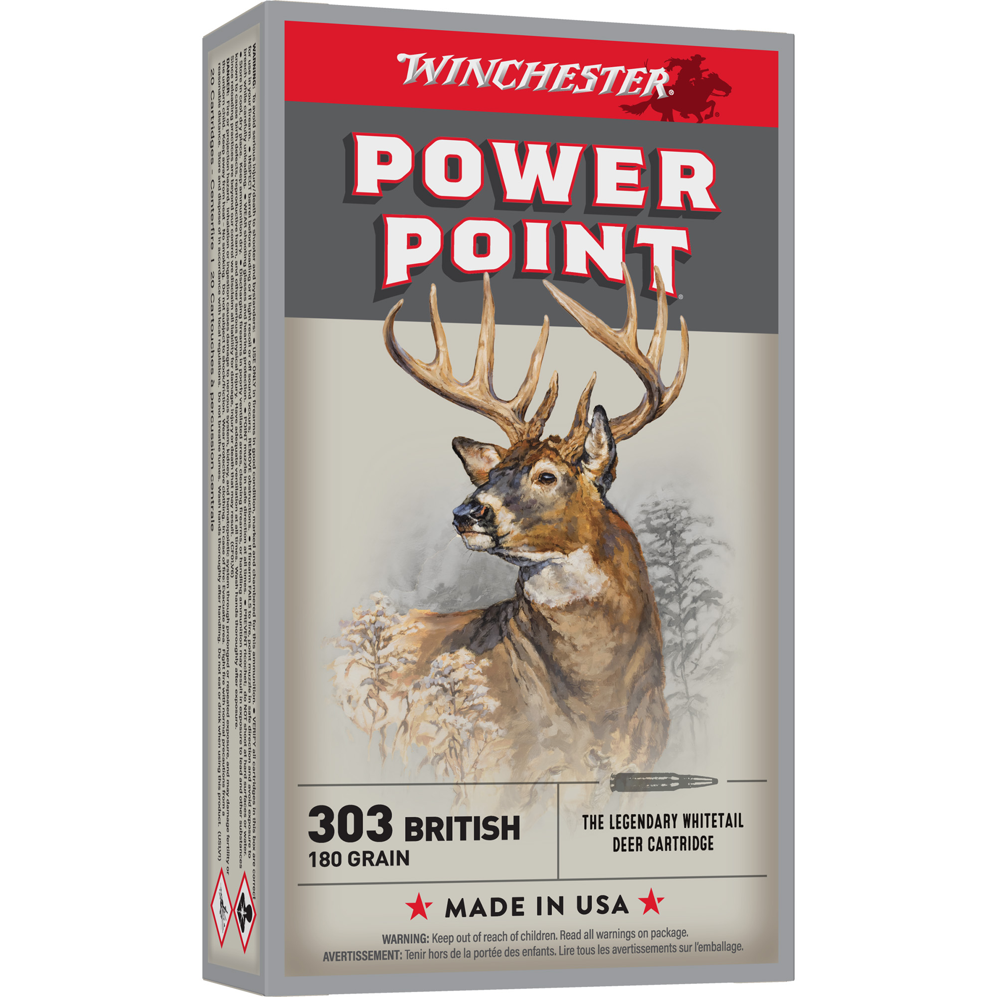 Winchester Ammunition Super-X, 303 British, 180 Grain, Power Point, 20 Round Box X303B1