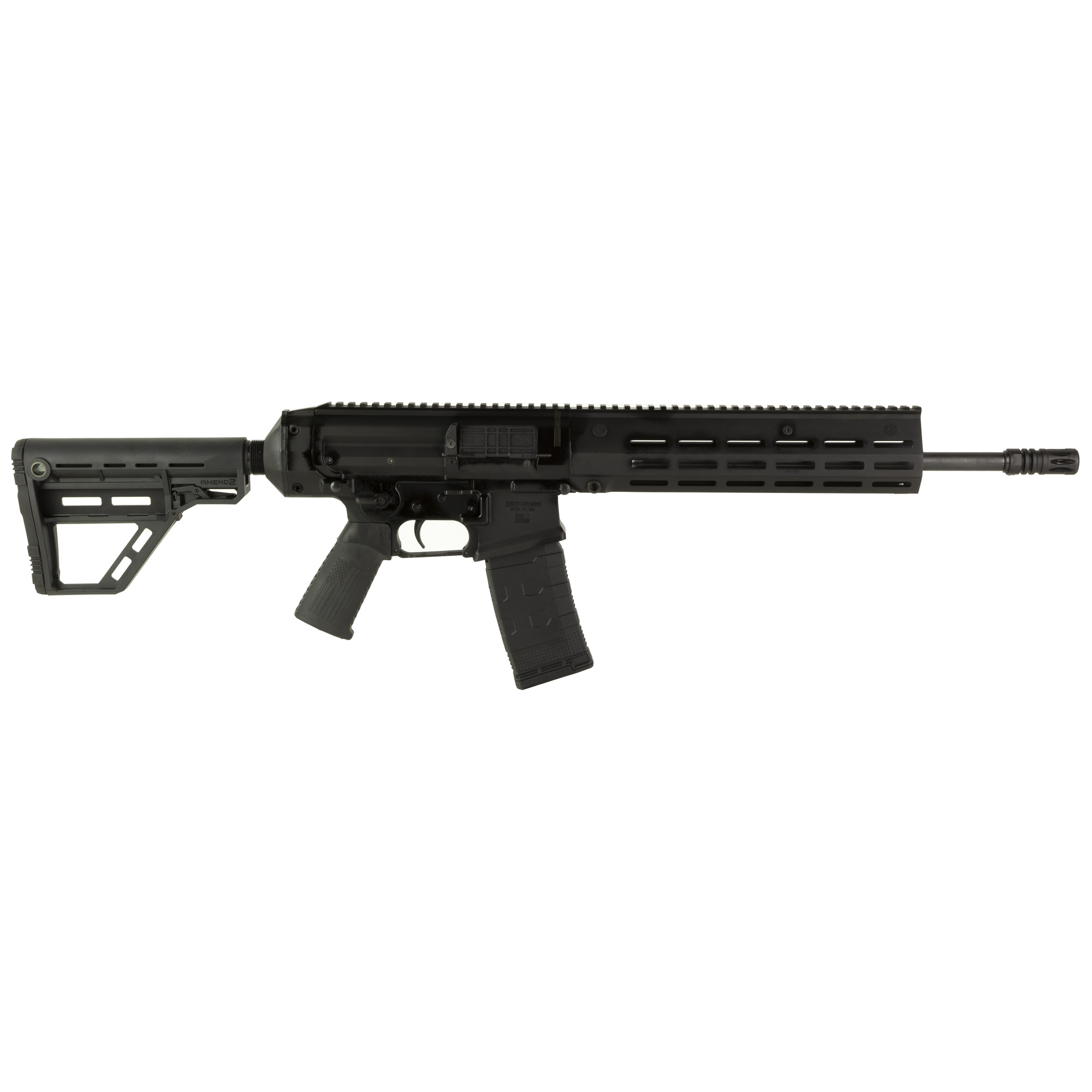 Zenith Firearms ZF-56, Semi-automatic Rifle, 556NATO, 14.5 Pinned (16 OAL) Barrel, Threaded 1/2x28, Matte Finish, Black, Polymer, Free Float M-LOK Handguard, Collapsible Stock, Manual Safety, 30 Rounds, 3 Magazines ZF56RFL145