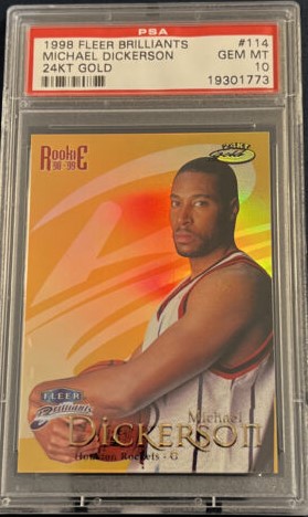 1998 Fleer Brilliants Basketball 24kt Gold Michael Dickerson #114 PSA 10