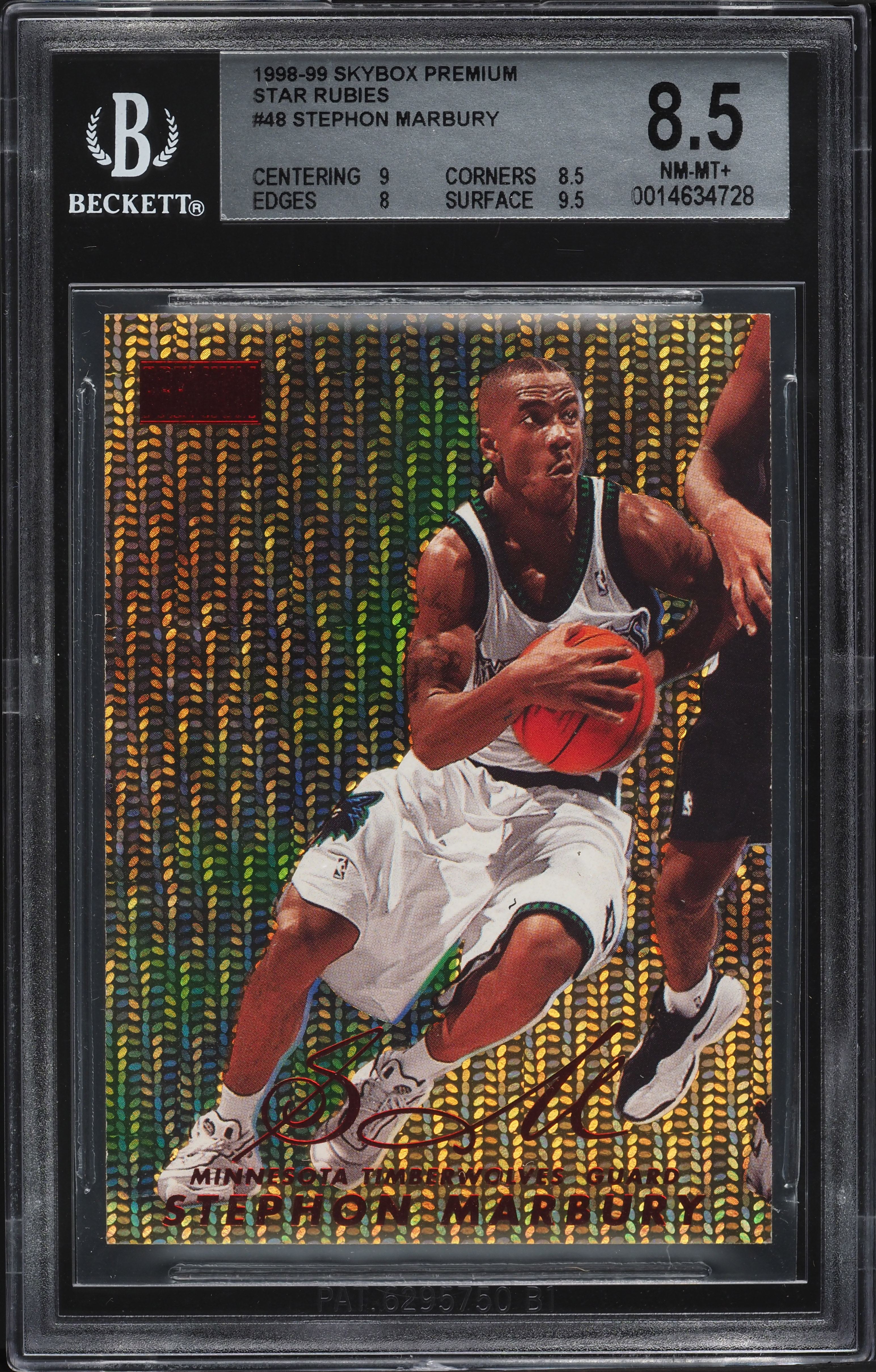 1998 Skybox Premium Basketball Star Rubies Stephon Marbury #48 BGS 8.5