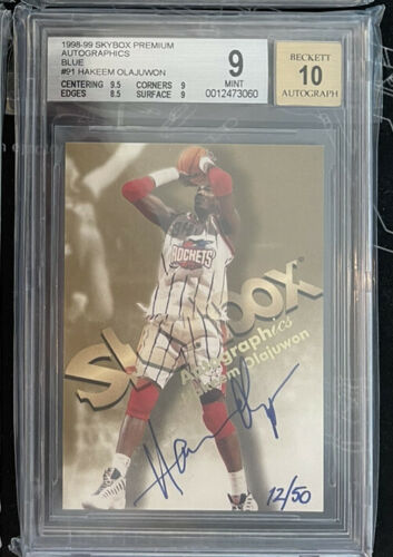 1998 Skybox Premium Basketball Blue Hakeem Olajuwon #91 BGS 9