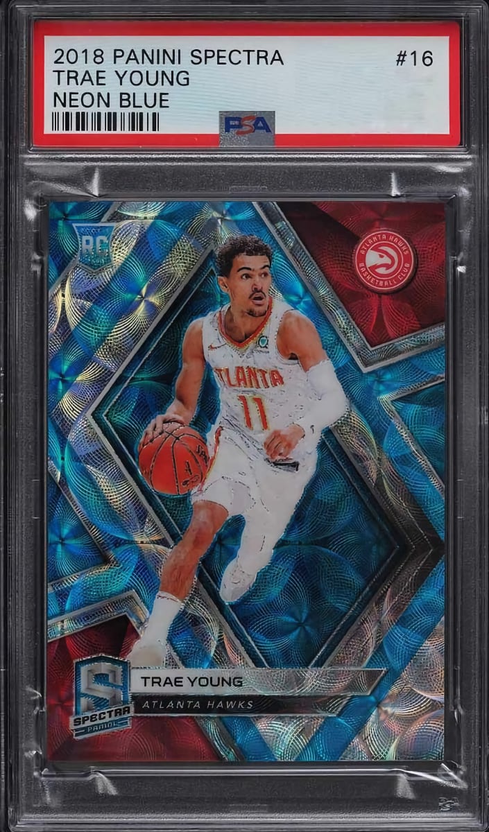 2018 Panini Spectra Basketball Neon Blue Trae Young #16
