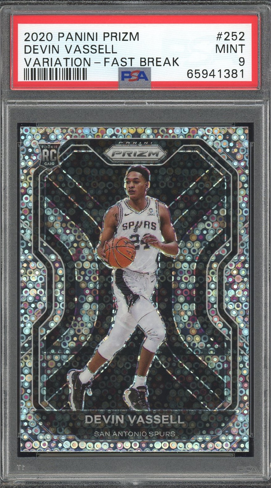 2020 Panini Prizm Basketball Fast Break Devin Vassell #252 PSA 9