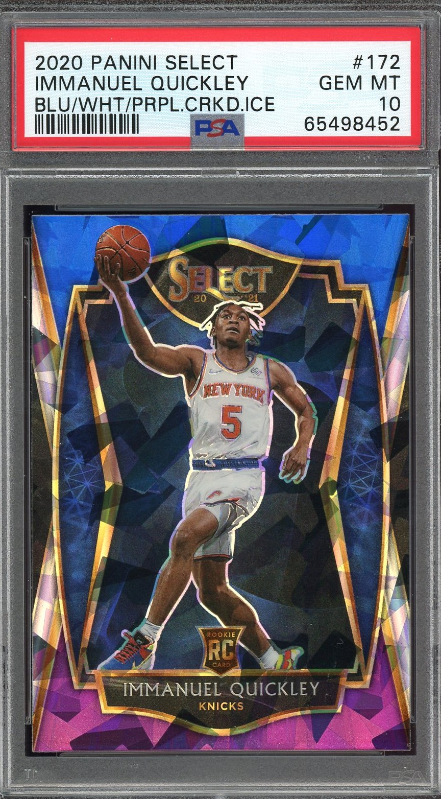 2020 Panini Select Basketball Blue White Purple Cracked Ice Immanuel Quickley #172