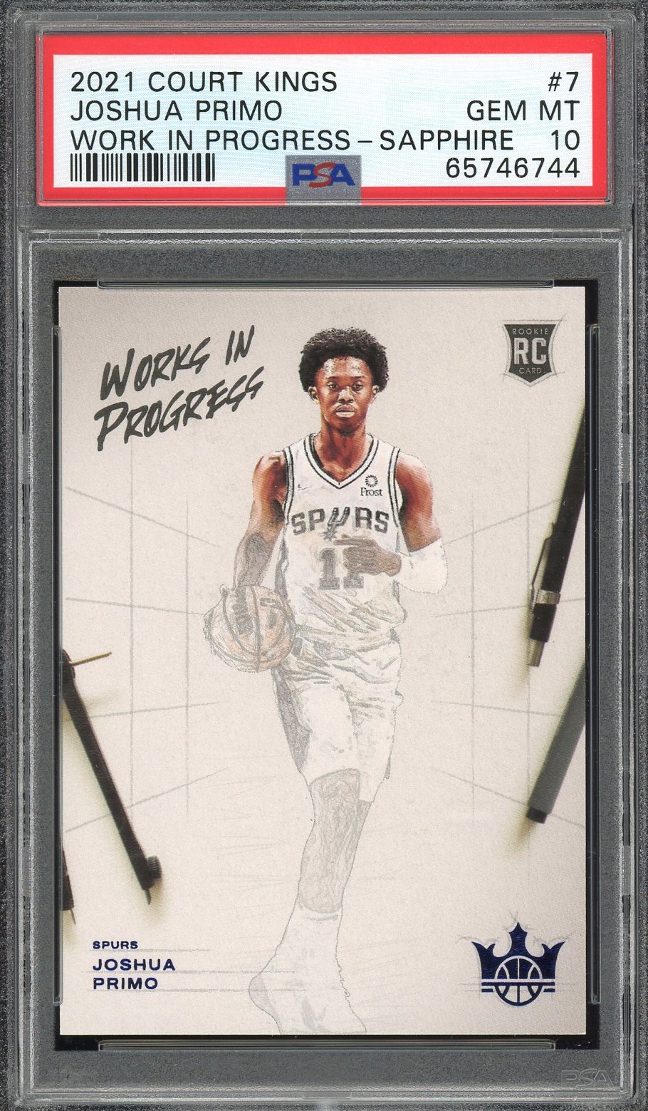 2021 Panini Court Kings Basketball Sapphire Joshua Primo #7 PSA 10