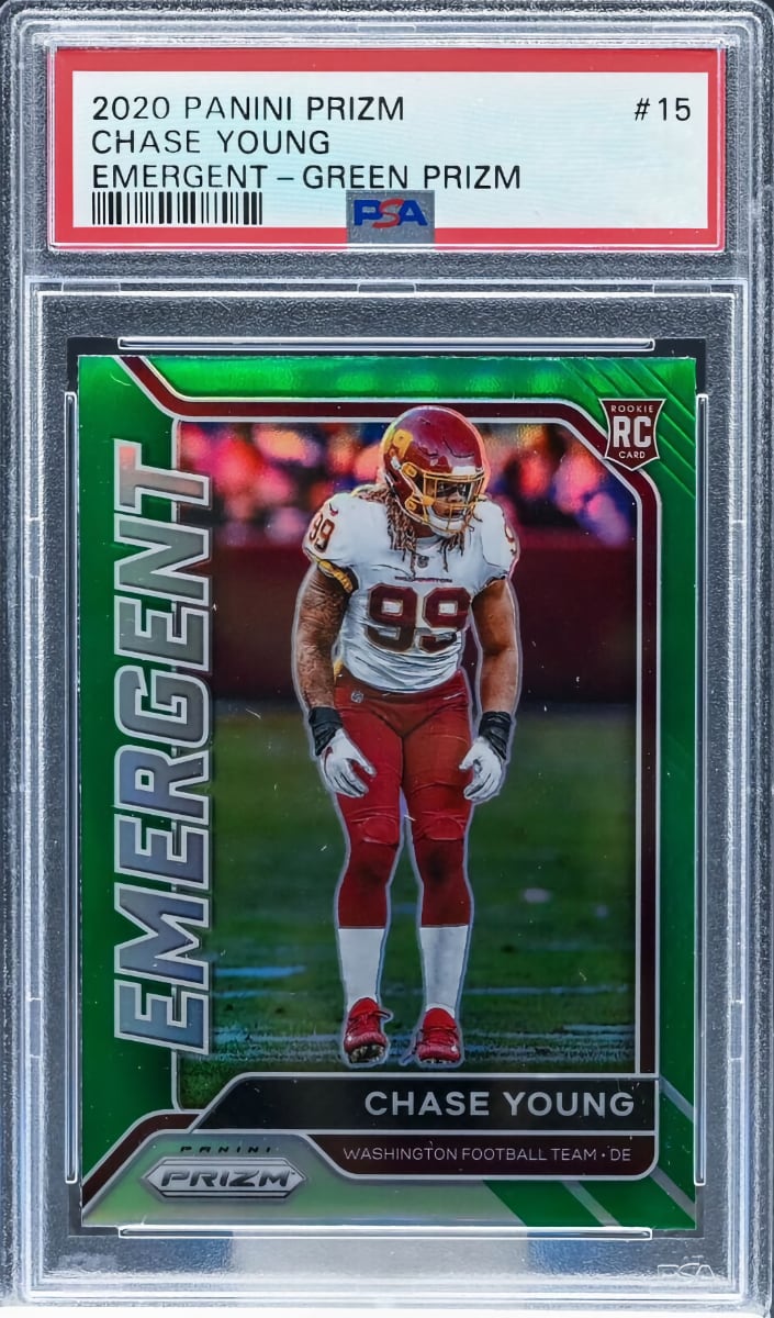 2020 Panini Prizm Football Green Chase Young #15 PSA 10