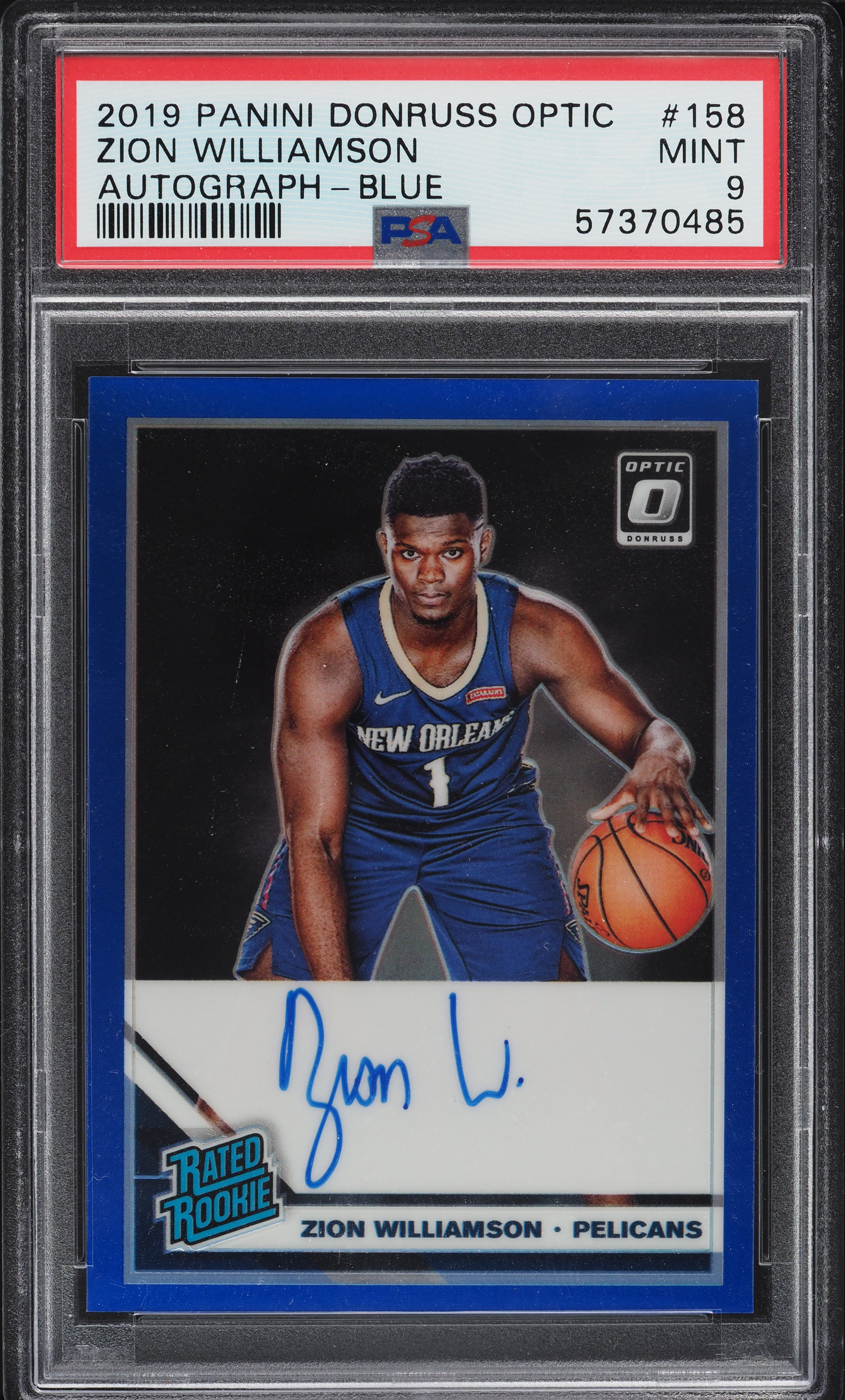 2019 Donruss Optic Basketball Blue Zion Williamson #158 PSA 9