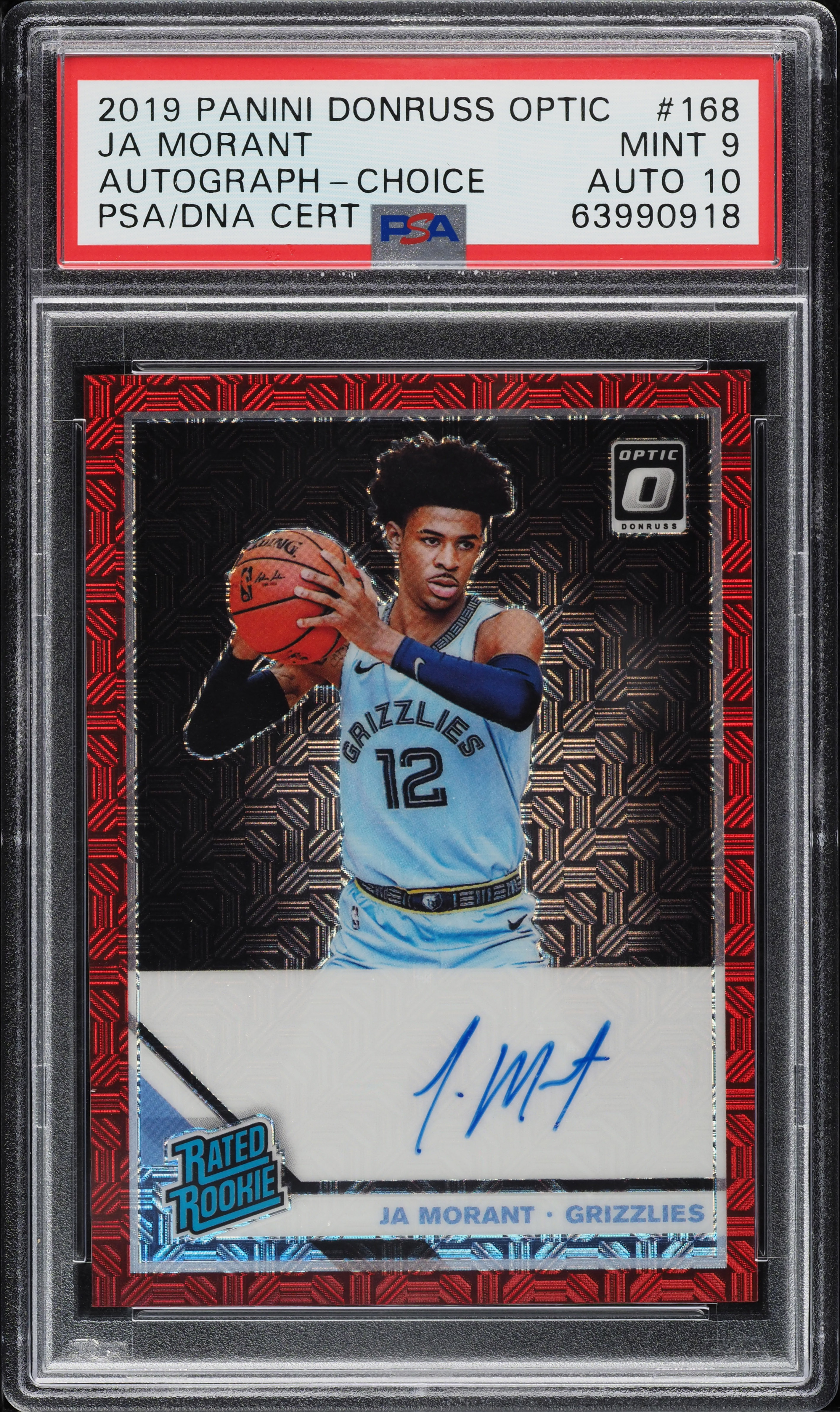 2019 Donruss Optic Basketball Choice Ja Morant #168 PSA 9