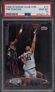 1998 Topps Stadium Club Basketball Tim Duncan #17 PSA 9