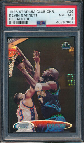 1998 Topps Stadium Club Basketball Refractor Kevin Garnett #26 PSA 8