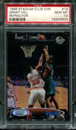 1998 Topps Stadium Club Basketball Refractor Grant Hill #14 PSA 9