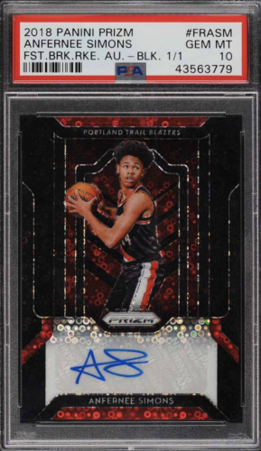 2018 Panini Prizm Basketball Black Anfernee Simons #24 PSA 9