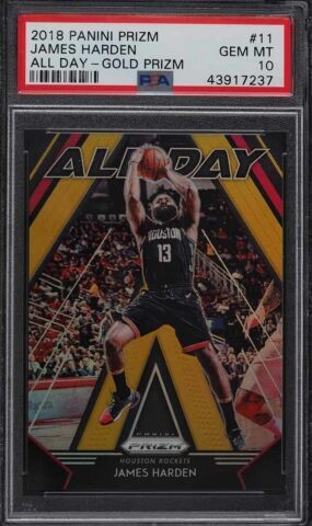2018 Panini Prizm Basketball Gold James Harden #11 PSA 10
