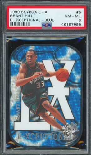 1999 Skybox E-X Basketball Blue Grant Hill #6XC PSA 8