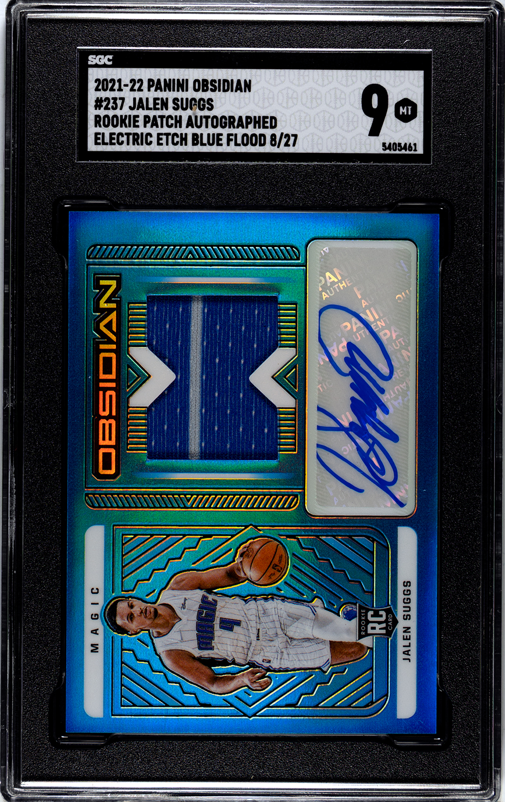 2021 Panini Obsidian Basketball Electric Etch Blue Flood FOTL Jalen Suggs #237 SGC 9