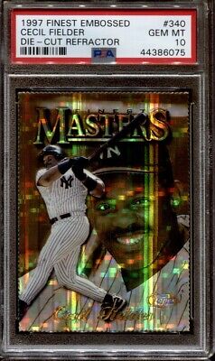 1997 Topps Finest Baseball Embossed Refractor Cecil Fielder #340 PSA 10