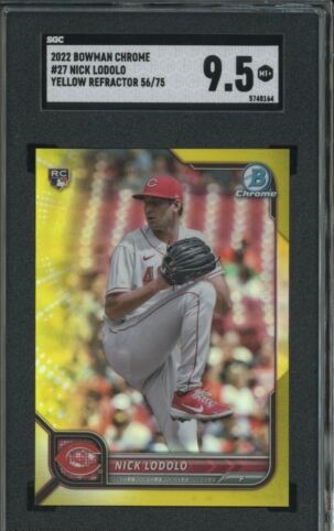 2022 Bowman Chrome Baseball Yellow Nick Lodolo #27 SGC 9.5