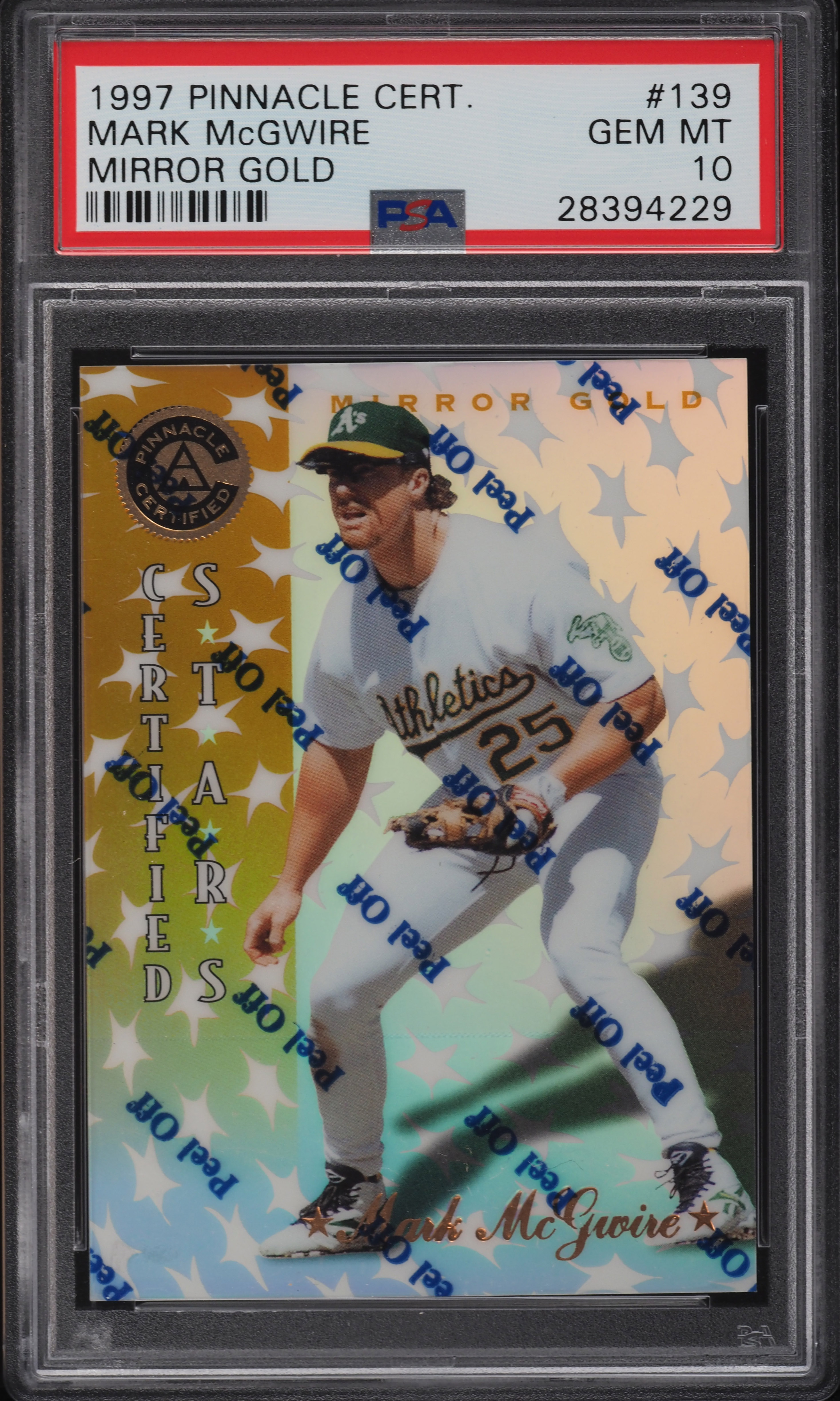 1997 Pinnacle Certified Baseball Mirror Gold Mark McGwire #139 PSA 10