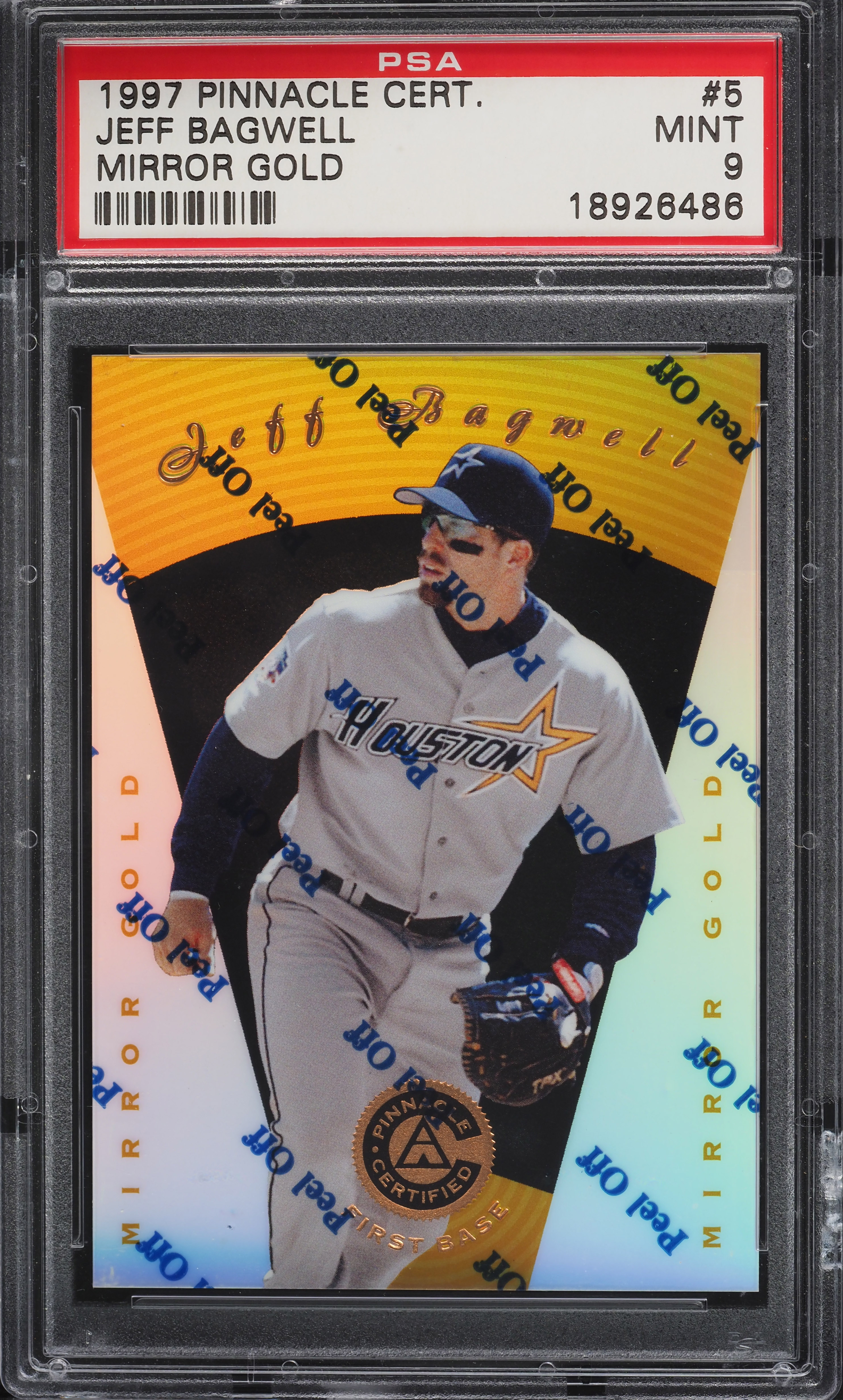 1997 Pinnacle Certified Baseball Mirror Gold Jeff Bagwell #5 PSA 8.5