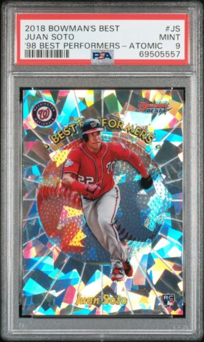 2018 Bowman's Best Baseball Atomic Juan Soto #98BP-JS PSA 9
