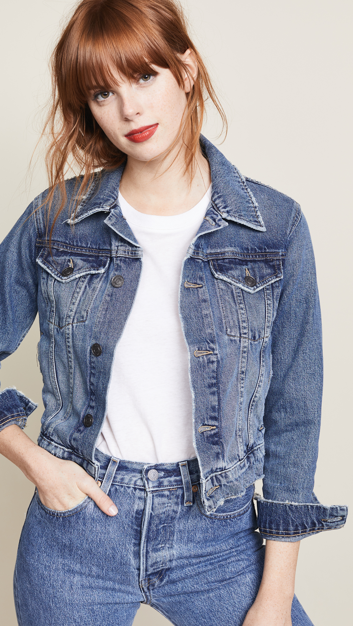 shrunken denim jacket, trucker jacket