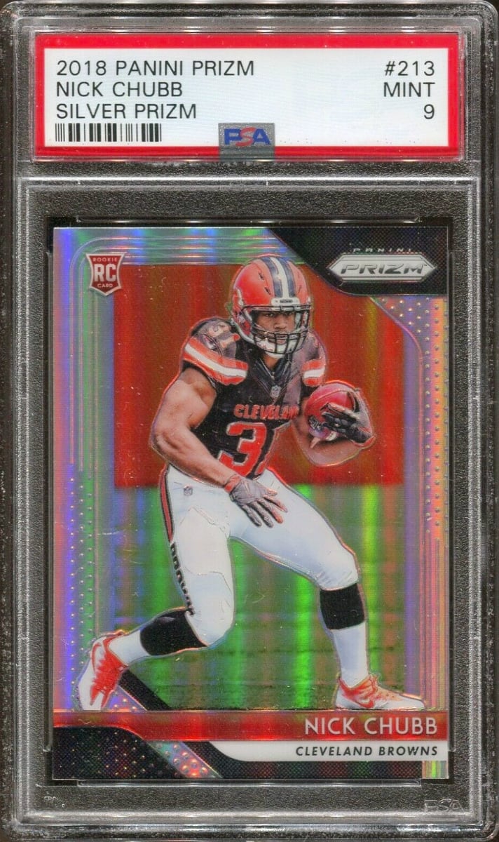 2018 Panini Prizm Football Silver Prizm Nick Chubb #213 PSA 10