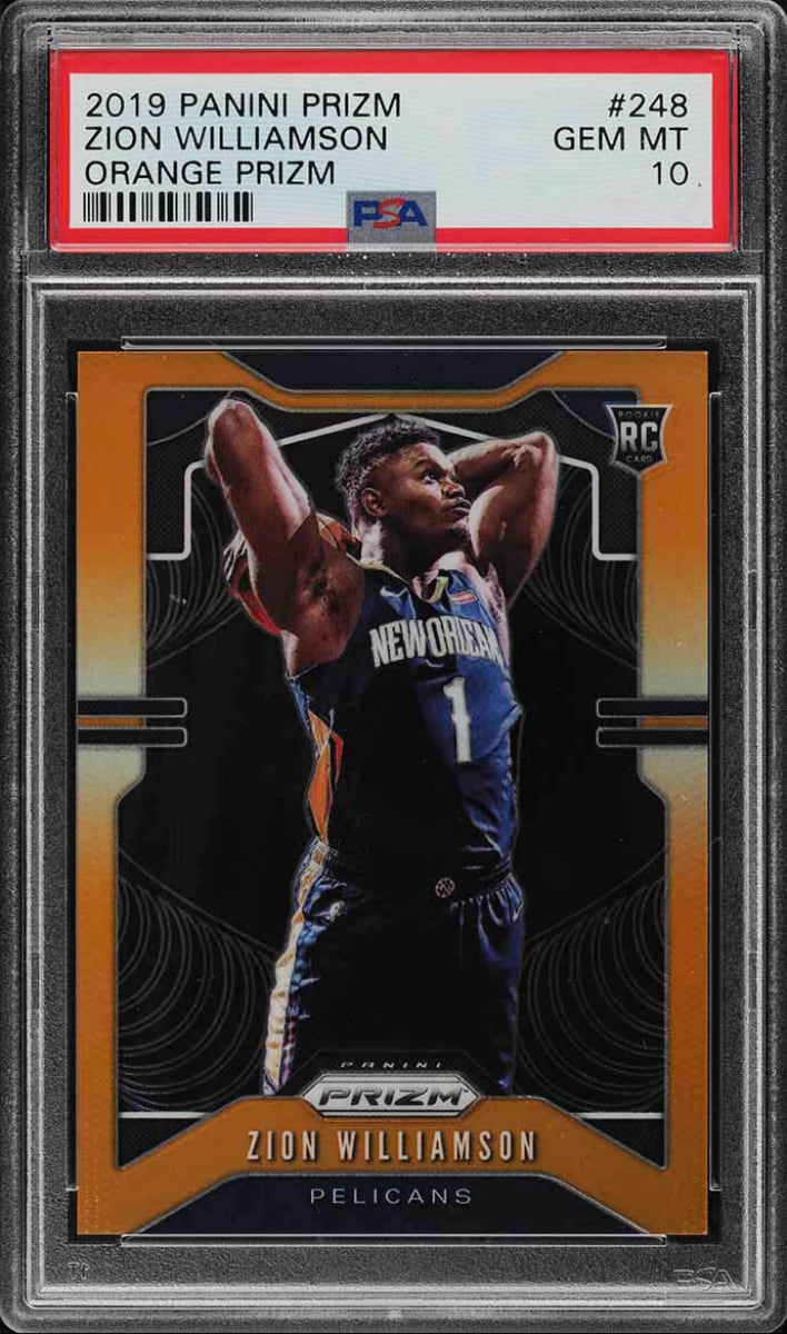 2019 Panini Prizm Basketball Prizm Orange Zion Williamson #248 PSA 10