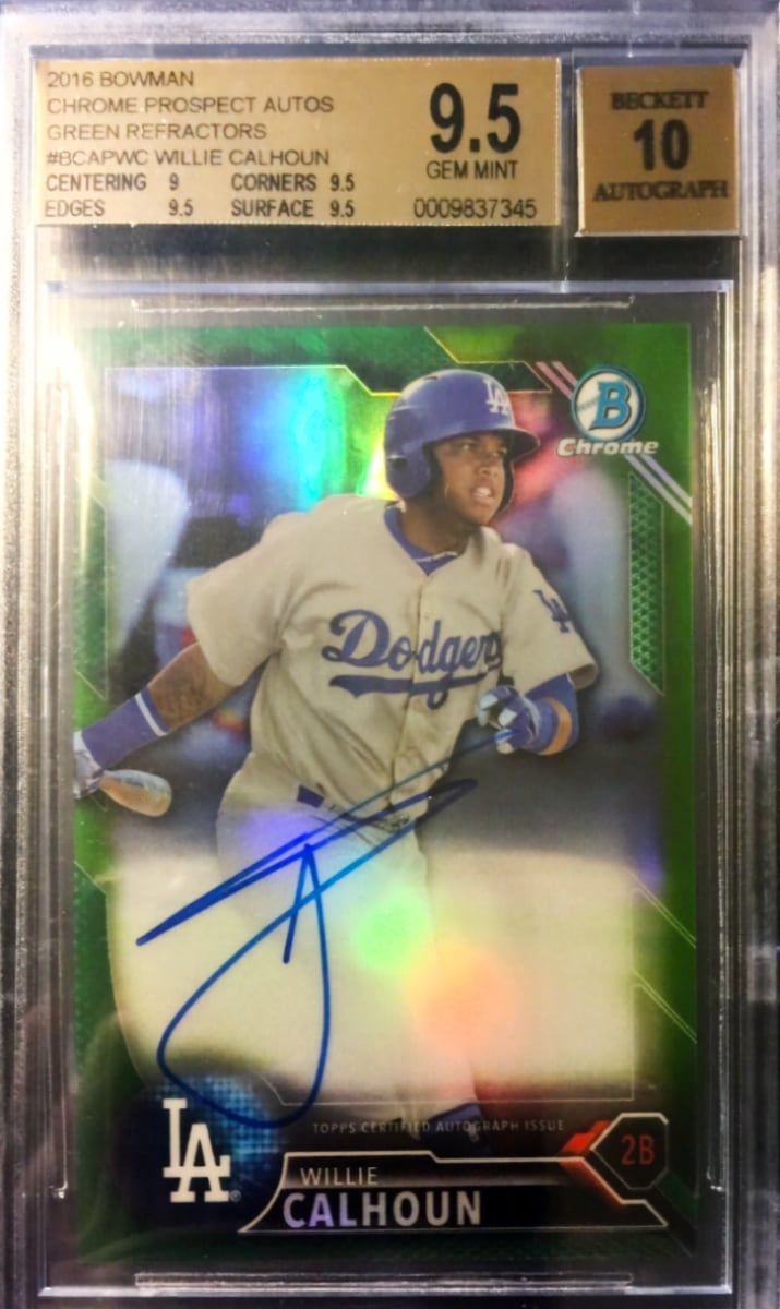 2016 Bowman Chrome Prospects Baseball Green Willie Calhoun #BCAPWC PSA 9