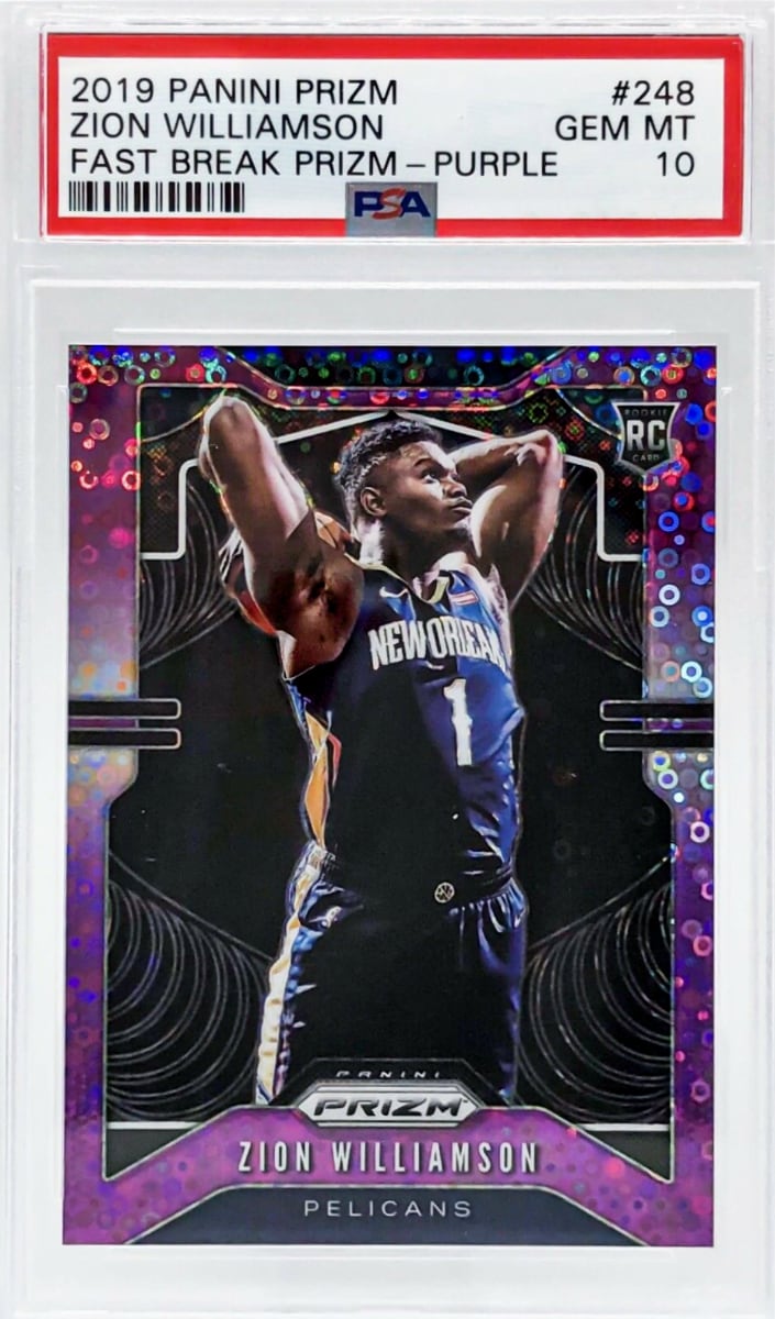 2019 Panini Prizm Basketball Fast Break Purple Zion Williamson #248 PSA 9
