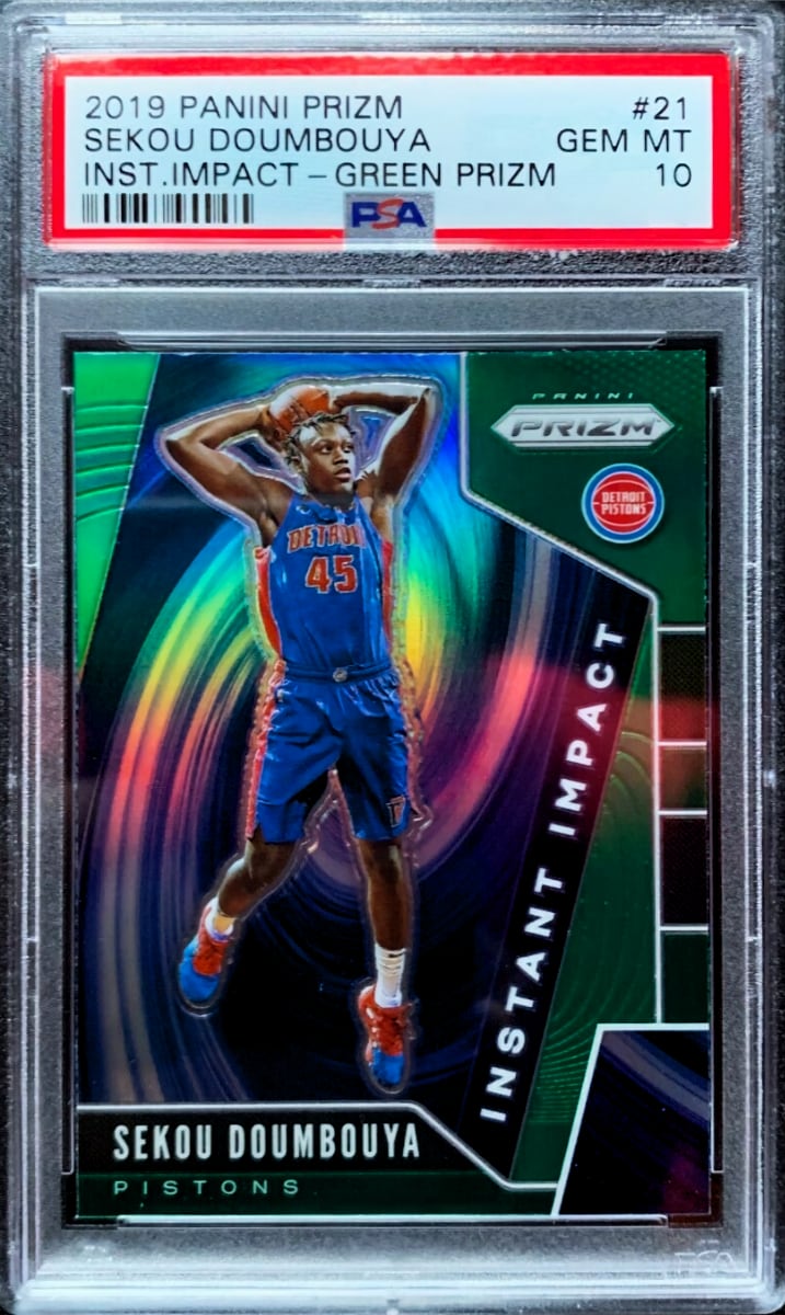2019 Panini Prizm Basketball Prizm Green Sekou Doumbouya #21 PSA 10